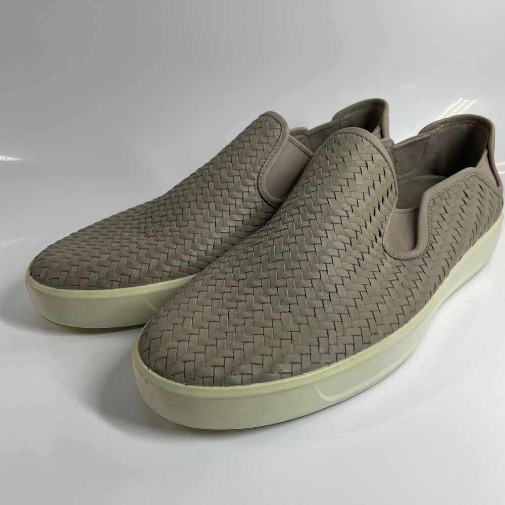 ECCO Men's Soft 7 Woven Leather Slip On Sneakers Gray Cream 47052401459 Size 12
